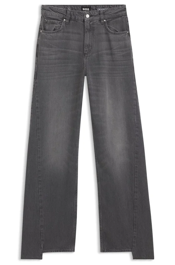 Grey boyfriend-fit jeans in rigid denim Grey boyfriend-fit jeans in rigid denim