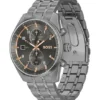 Grey-plated chronograph watch with gold-tone details