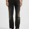 Grey regular-fit jeans in distressed denim Grey regular-fit jeans in distressed denim
