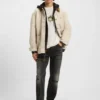 Grey regular-fit jeans in distressed denim Grey regular-fit jeans in distressed denim