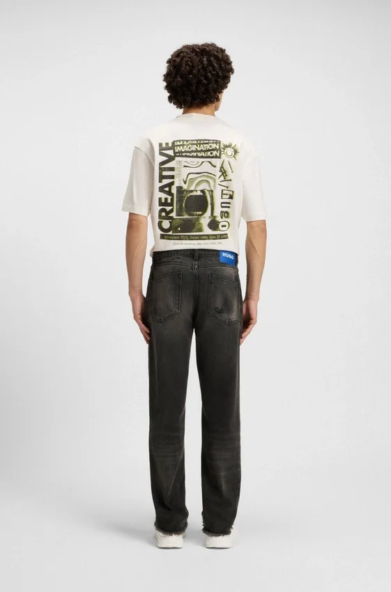 Grey regular-fit jeans in distressed denim Grey regular-fit jeans in distressed denim