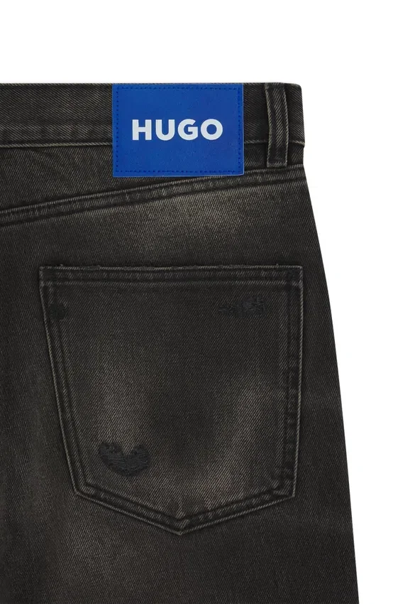 Grey regular-fit jeans in distressed denim Grey regular-fit jeans in distressed denim
