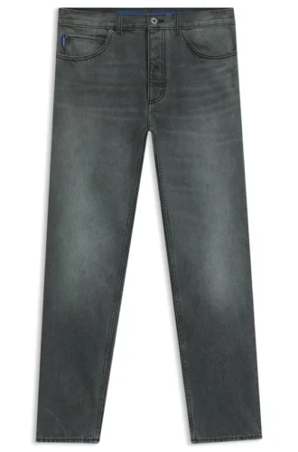 Grey regular-fit jeans in rigid denim
