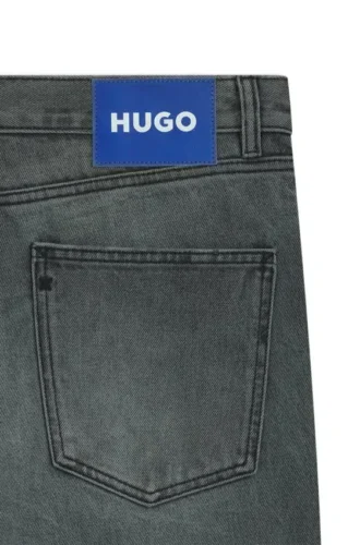 Grey regular-fit jeans in rigid denim