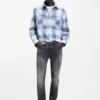 Grey slim-fit jeans in stretch denim