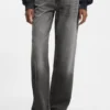 Grey straight-fit jeans in rigid denim