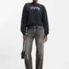 Grey straight-fit jeans in rigid denim