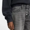 Grey straight-fit jeans in rigid denim