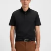 Grid-pattern polo shirt in mercerised cotton