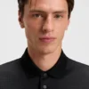Grid-pattern polo shirt in mercerised cotton