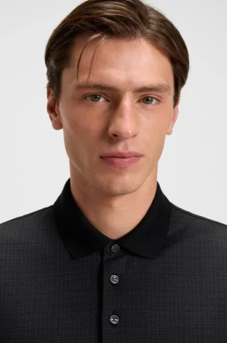 Grid-pattern polo shirt in mercerised cotton