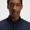 Grid-pattern polo shirt in mercerised cotton