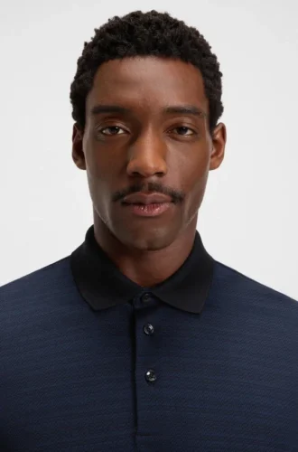 Grid-pattern polo shirt in mercerised cotton