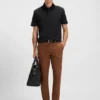 Grid-pattern polo shirt in mercerised cotton
