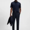 Grid-pattern polo shirt in mercerised cotton