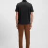 Grid-pattern polo shirt in mercerised cotton