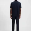 Grid-pattern polo shirt in mercerised cotton