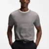 Grid-pattern T-shirt in mercerised cotton