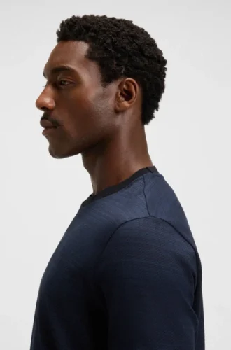 Grid-pattern T-shirt in mercerised cotton
