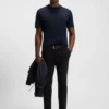 Grid-pattern T-shirt in mercerised cotton