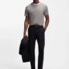 Grid-pattern T-shirt in mercerised cotton