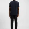 Grid-pattern T-shirt in mercerised cotton