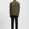 Grid-pattern T-shirt in mercerised cotton