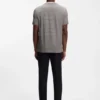 Grid-pattern T-shirt in mercerised cotton