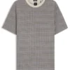 Grid-pattern T-shirt in mercerised cotton