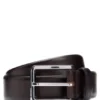 Gunmetal-buckle belt in Italian leather
