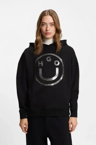 Happy-HUGO hoodie in cotton terry