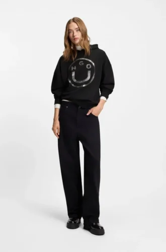 Happy-HUGO hoodie in cotton terry