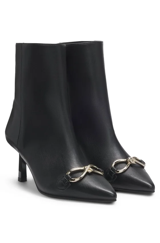 Hardware-trim ankle boots in faux leather Hardware-trim ankle boots in faux leather