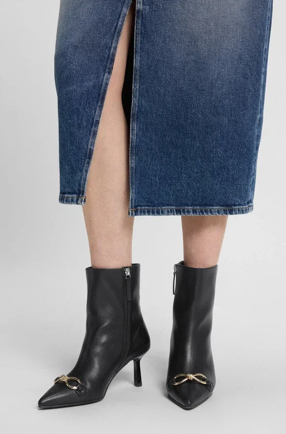 Hardware-trim ankle boots in faux leather Hardware-trim ankle boots in faux leather