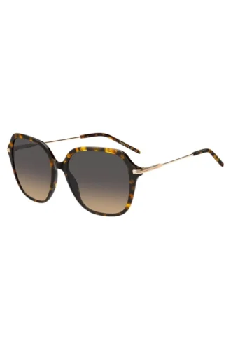 Havana-acetate sunglasses with gold-tone temples