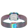Hazel iridescent square watch with mesh bracelet