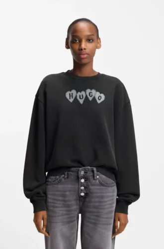 Heart-logo sweatshirt in cotton terry