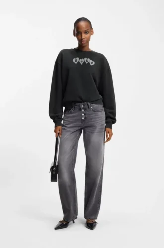 Heart-logo sweatshirt in cotton terry