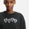 Heart-logo sweatshirt in cotton terry