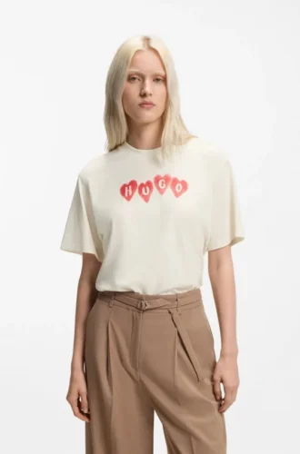 Heart-logo T-shirt in cotton jersey