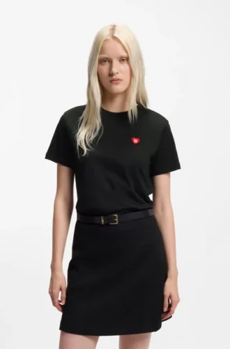 Heart-logo T-shirt in cotton jersey