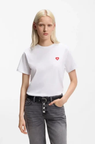 Heart-logo T-shirt in cotton jersey
