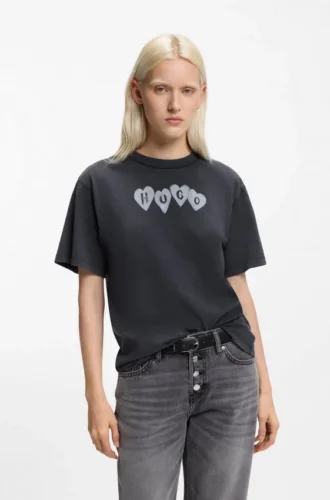 Heart-logo T-shirt in cotton jersey
