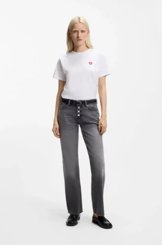 Heart-logo T-shirt in cotton jersey