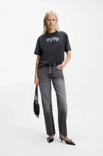 Heart-logo T-shirt in cotton jersey