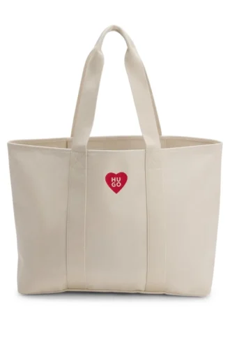 Heart-logo tote bag in cotton canvas