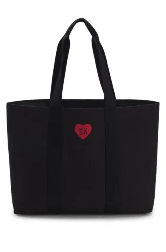 Heart-logo tote bag in cotton canvas