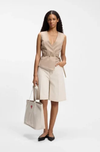 Heart-logo tote bag in cotton canvas