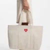 Heart-logo tote bag in cotton canvas