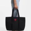 Heart-logo tote bag in cotton canvas